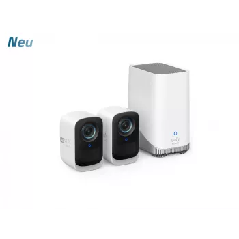 Zestaw Eufy Security S300 EufyCam 3C 2 kamery, zewnętrzna kamera bezpieczeństwa, bezprzewodowa, 4K, rozszerzalna pamięć lokalna do 16 TB, AI rozpoznawania twarzy
