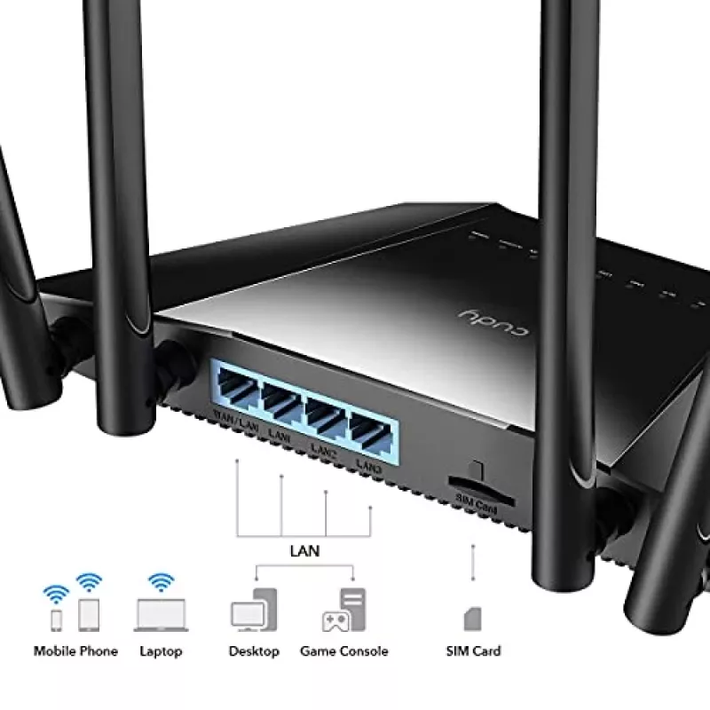 Router bezprzewodowy Cudy LT400 Fast Ethernet, jednopasmowy (2,4 GHz), 4G, czarny