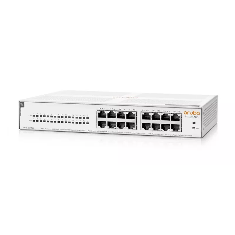 HPE Aruba Networking Aruba Instant On 1430 16G Class4 PoE 124W Niezarządzalny L2 Gigabit Ethernet (10/100/1000) Power over Ethernet (PoE) 1U Biały