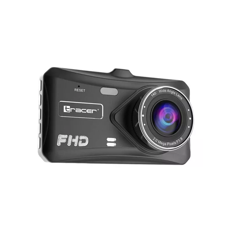 Dashcam TRACER 4TS Full HD dwukanałowa kamera samochodowa, 2 MP główna, 0,4 MP wewnętrzna, kąty 140°/60°, wyświetlacz IPS 4 cale, bateria 150 mAh, obudowa aluminiowa, asystent parkowania