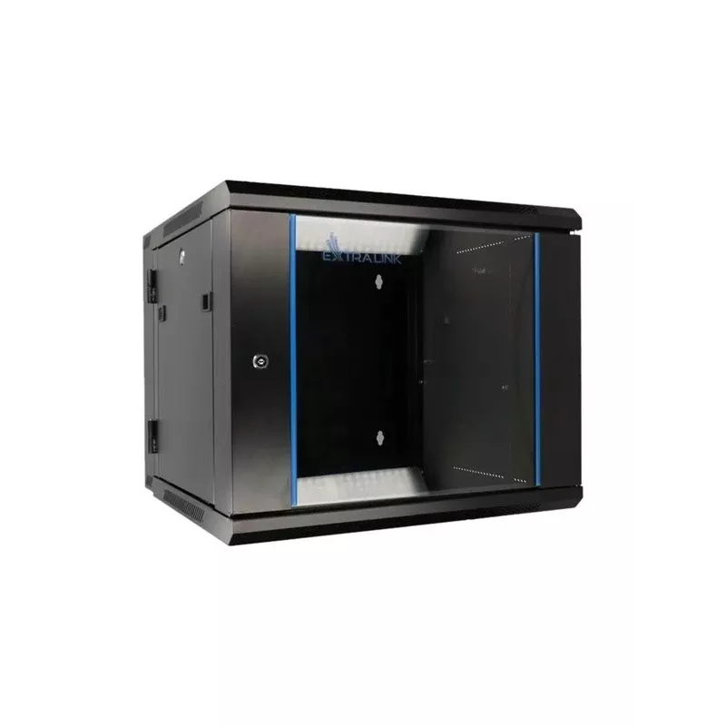 Szafa wisząca Extralink Rack 6U 600x600 AZH czarna, montaż na ścianie, typ uchylny