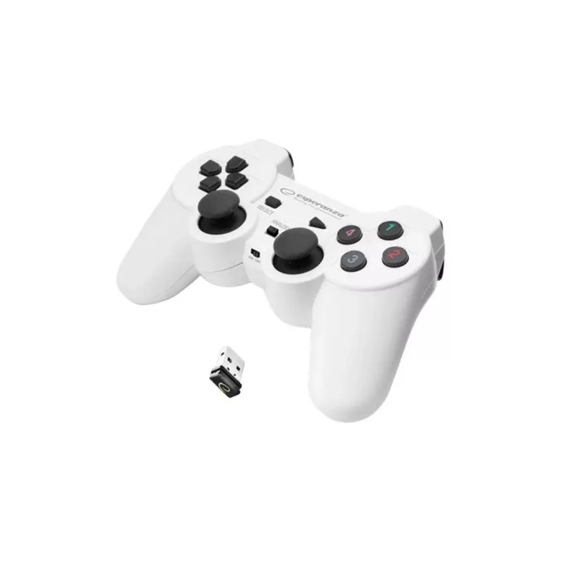Kontroler do gier Esperanza EGG108W Czarno-Biały, RF Gamepad Analogowy/Cyfrowy PC, PlayStation 3