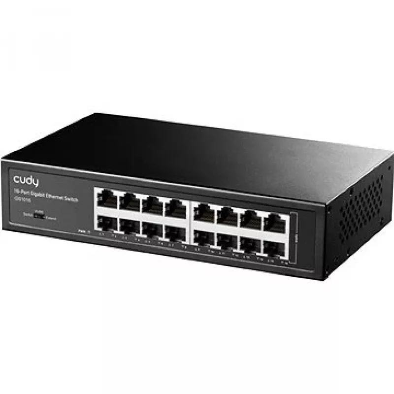 Przełącznik sieciowy Cudy GS1016 — 16-portowy Gigabit Ethernet (10/100/1000), przełączanie 32 Gbit/s, montaż w szafie rack, zasilanie AC