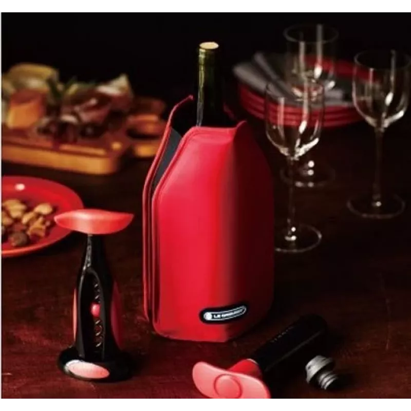 Le Creuset Czerwony rękaw chłodzący do butelki wina
