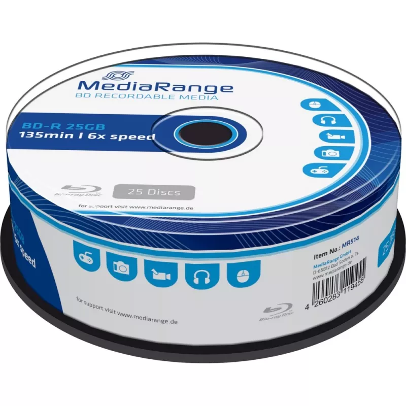 Dysk BD-R MediaRange MR514 25 GB 25 szt.