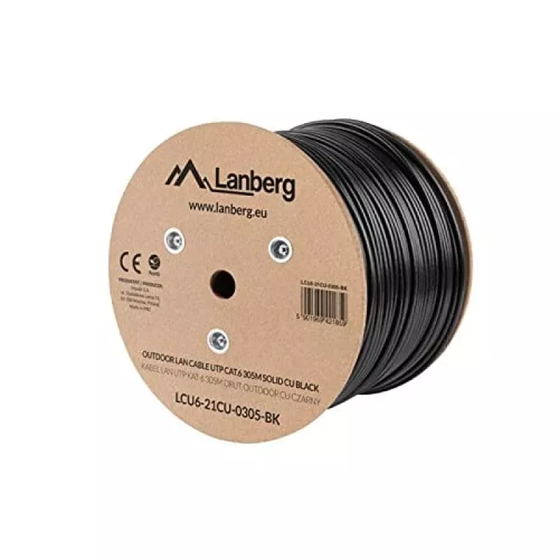 Kabel sieciowy Lanberg LCU6-21CU-0305-BK Czarny 305 m Cat6 U/UTP (UTP) zewnętrzny