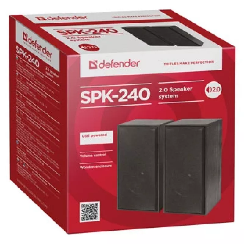 DEFENDER SPK-240 przewodowe głośniki biurkowe, 2.0, 6 W RMS, zasilane przez USB, 3,5 mm, czarny