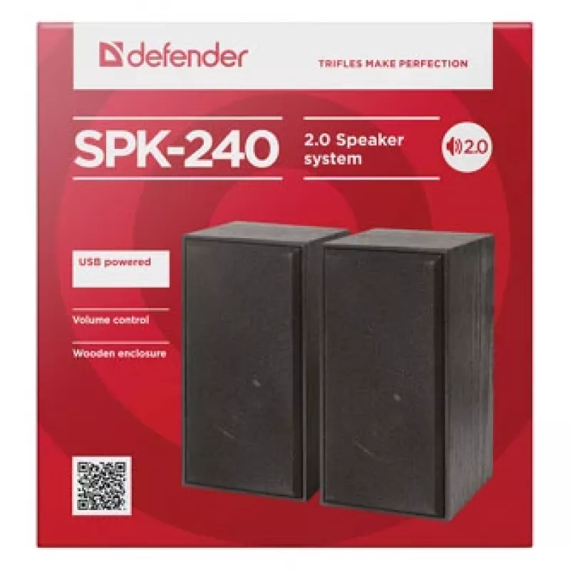 DEFENDER SPK-240 przewodowe głośniki biurkowe, 2.0, 6 W RMS, zasilane przez USB, 3,5 mm, czarny