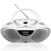 Odtwarzacz CD BLAUPUNKT BB14WH — odtwarzacz CD z odtwarzaniem MP3, USB, LCD, zegarem, głośnikami 2x1 W, srebrny/biały