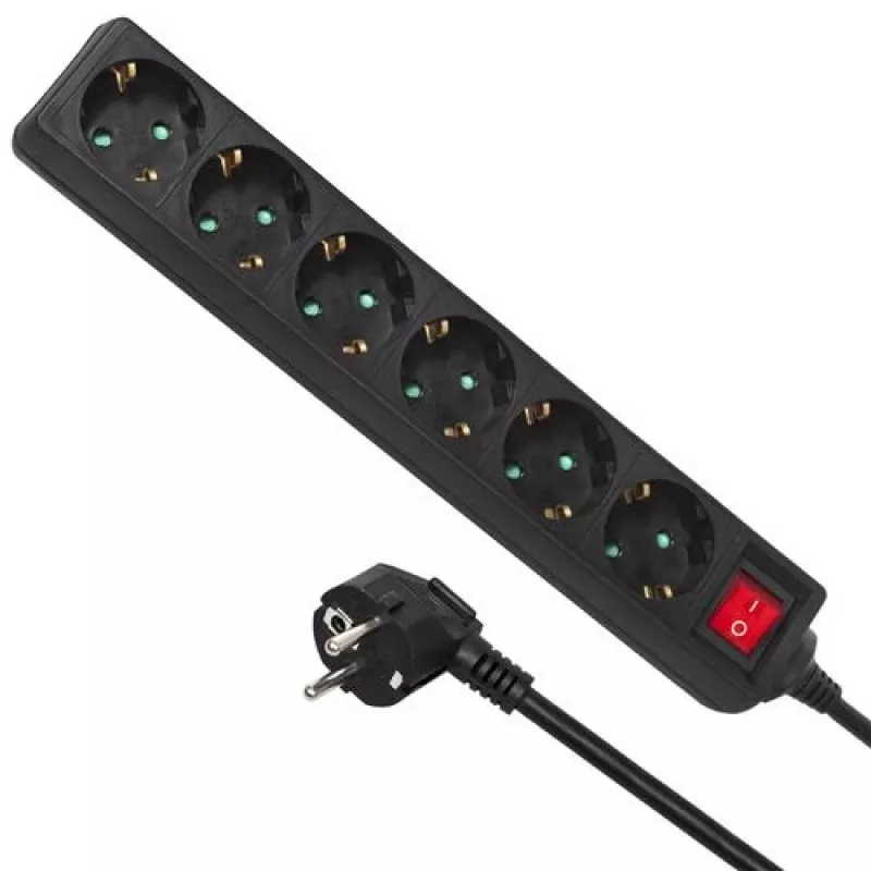 Listwa zasilająca MACLEAN MCE195G 6-gniazdowa, kabel 5 m, czarna