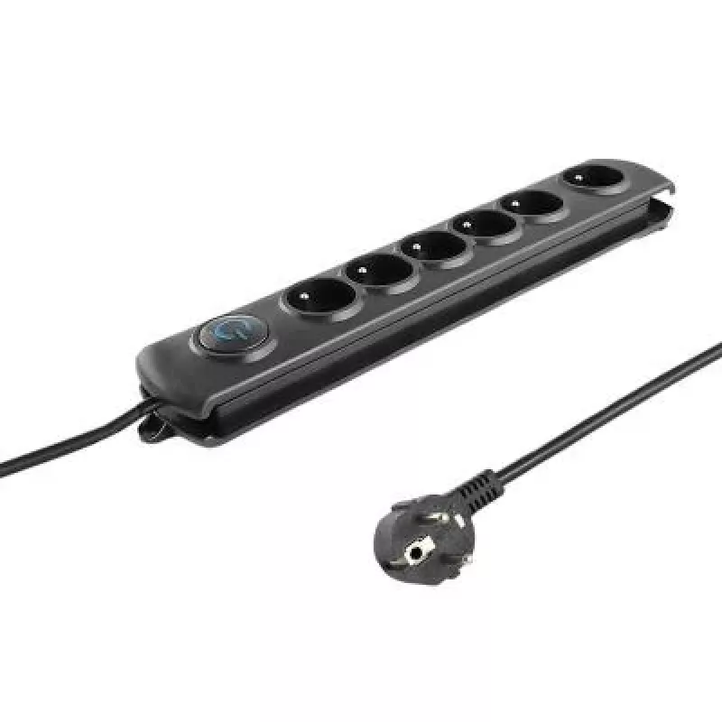 Listwa przeciwprzepięciowa Qoltec 50112 Czarna 6 gniazd AC 230V 3m