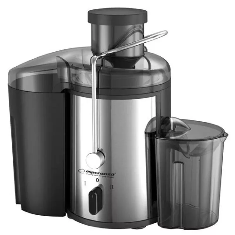 Sokowirówka ESPERANZA EKJ002 — 500 W, pojemnik na sok 0,45 L, pojemnik na miąższ 1,5 L, stal nierdzewna/czarny
