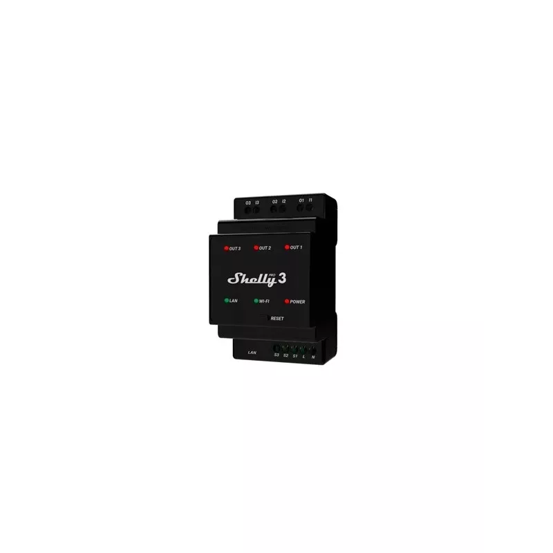 Shelly Pro 3 Przekaźnik DIN Szyna WiFi/LAN/Bluetooth