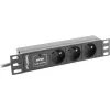 Jednostka dystrybucji zasilania LANBERG PDU-03E-0200-BK — 1U, 3x gniazda typu E, 220–250 V, 16 A, kabel 2 m, czarna