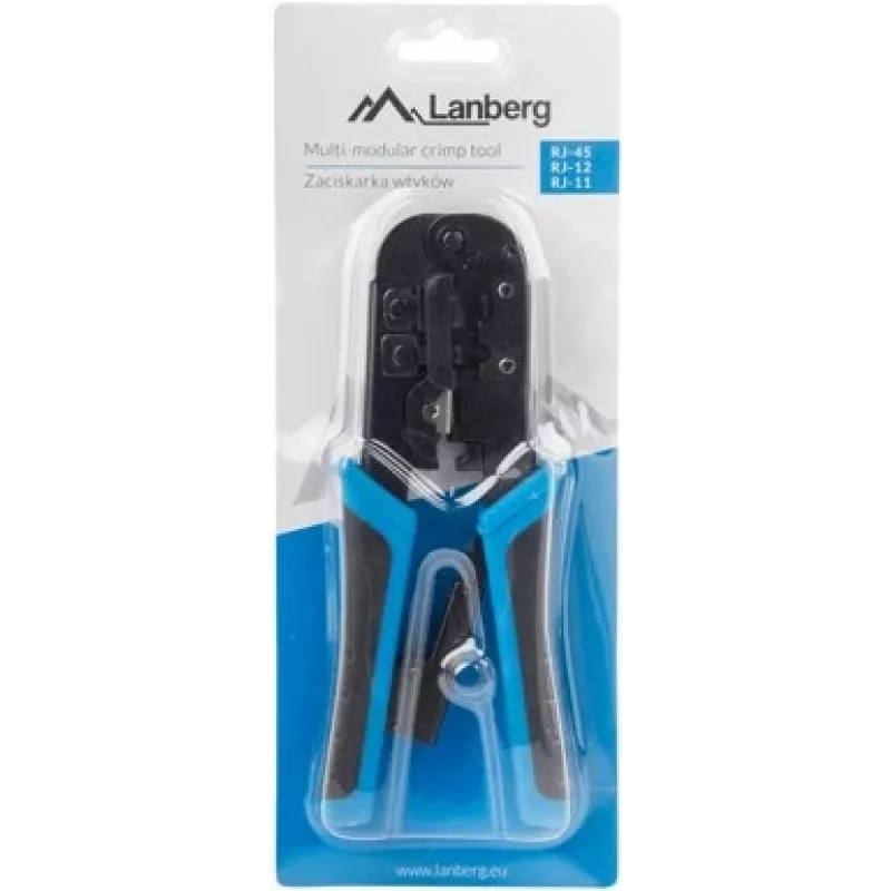 Narzędzie do zaciskania LANBERG NT-0201 do złączy RJ-45, 180 mm, 315 g, czarno-niebieskie