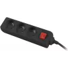 Listwa zasilająca 3m, czarna, 3 gniazda, z wyłącznikiem, kabel z litej miedzi