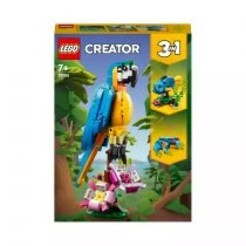 Zestaw konstrukcyjny LEGO Egzotyczna papuga 31136 — model wystawowy Creator, 253 elementy, 220×120×110 mm