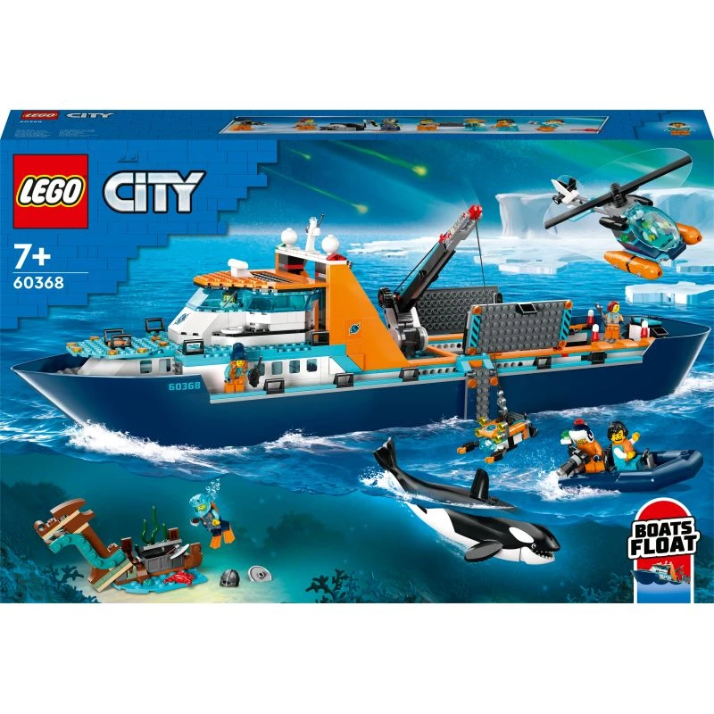 Zabawka konstrukcyjna LEGO City Statek Badawczy Arktyczny 60368 — 815 elementów, 7+ lat, zawiera 4 minifigurki