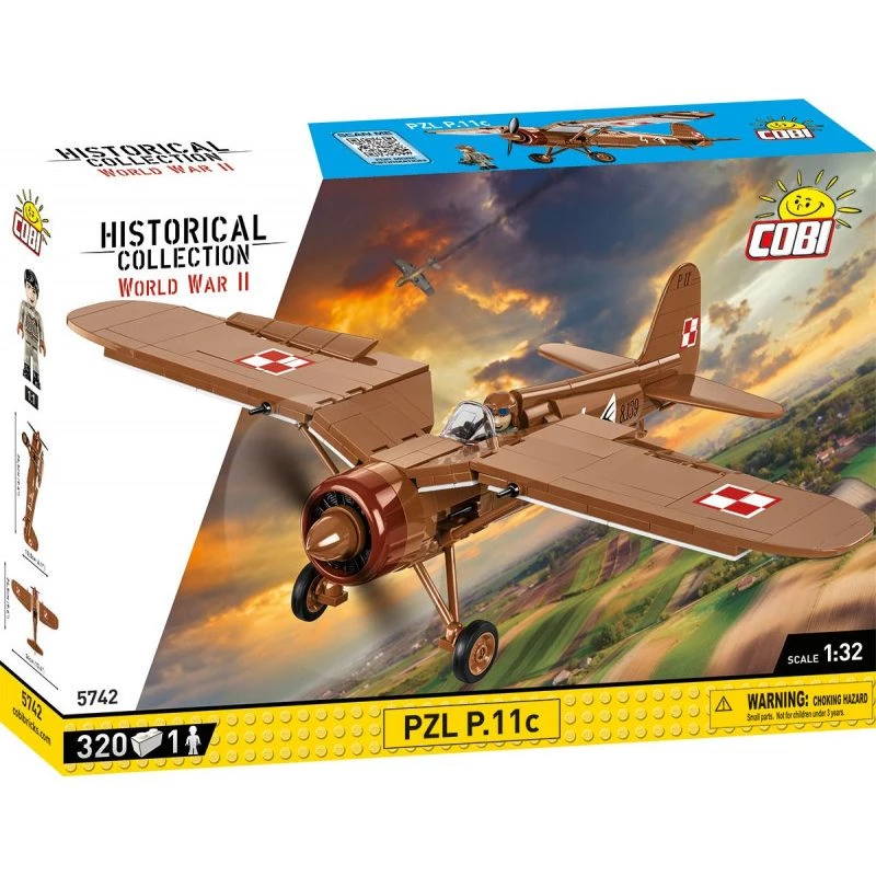 Zestaw konstrukcyjny COBI PZL P.11c 320 elementów II wojna światowa