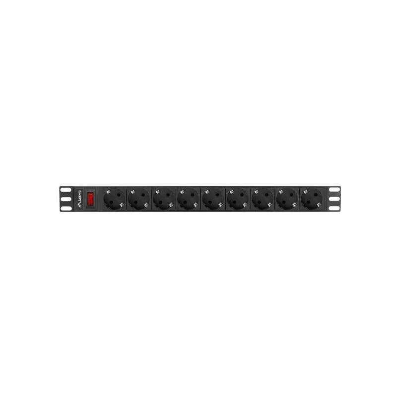 Listwa zasilająca LANBERG PDU-09F-0300-BK — 9x gniazda Type F, kabel 3 m, obudowa aluminiowa, 10 A
