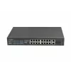 Niezarządzalny przełącznik LANBERG RSFE-16P-2C-250 — 18-portowy Gigabit, 16x PoE+ (30W), 2x SFP, 250W, 1U, metal, montaż w szafie