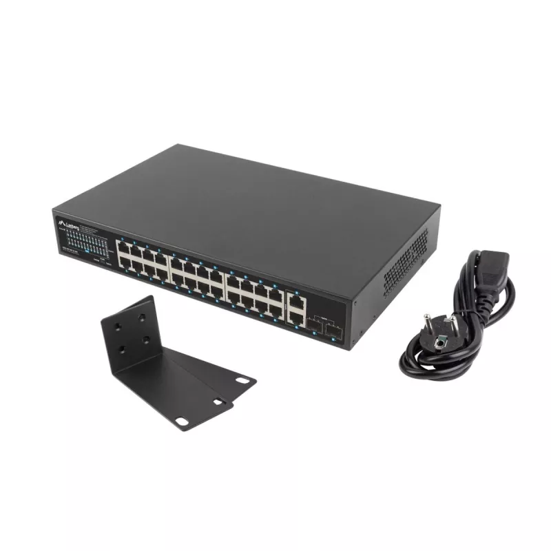 Niezarządzalny przełącznik LANBERG RSGE-24P-2GE-2S-360 z 24 portami Ethernet RJ-45