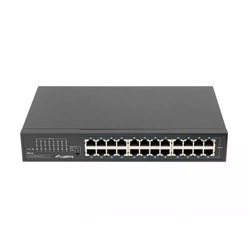 Przełącznik niezarządzalny LANBERG RSGE-24 — 24× Gigabit Ethernet 1U, do montażu w szafie rack, czarny