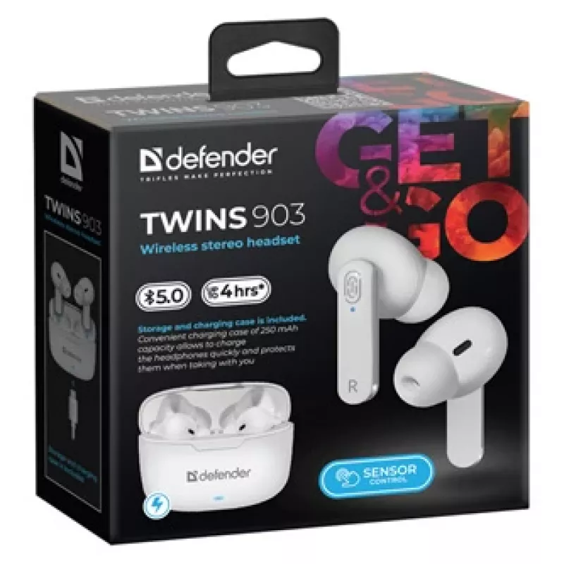 Słuchawki Bluetooth Defender TWINS 903, białe