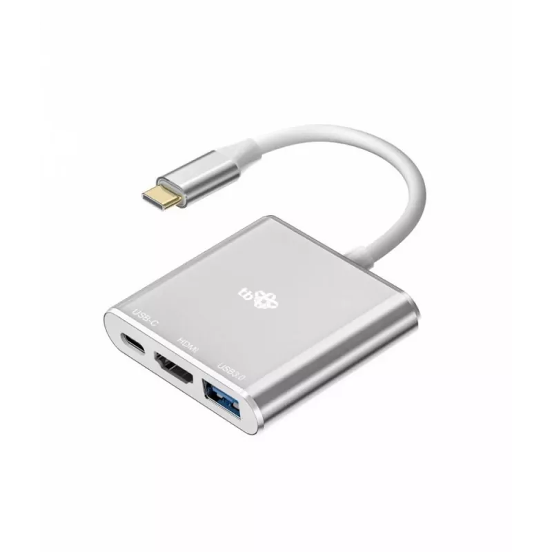 Koncentrator przejściówek USB C TB AKTBXVAU3HMPDAV — 3 w 1: HDMI + USB-A + USB-C PD, Srebrny