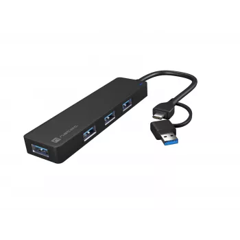 Koncentrator USB NATEC Mayfly USB 3.2 Gen 1 Typ-A Typ-C 5000 Mbit/s Czarny