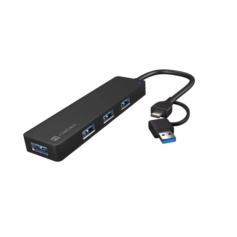 Koncentrator USB NATEC Mayfly USB 3.2 Gen 1 Typ-A Typ-C 5000 Mbit/s Czarny