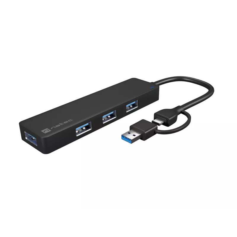 Koncentrator USB NATEC Mayfly USB 3.2 Gen 1 Typ-A Typ-C 5000 Mbit/s Czarny