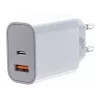 Universal charger 2x3A USB C + USB A Moc Delivery Biały