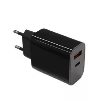 Ładowarka ścienna 2x3A USB-C + USB-A Power Delivery czarna