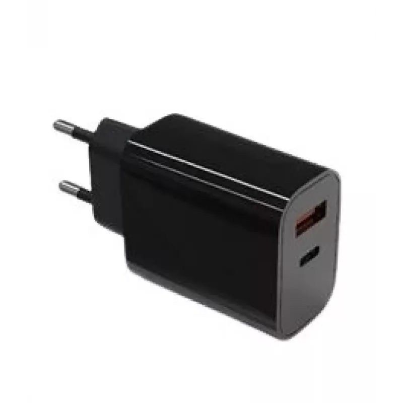 Ładowarka ścienna 2x3A USB-C + USB-A Power Delivery czarna