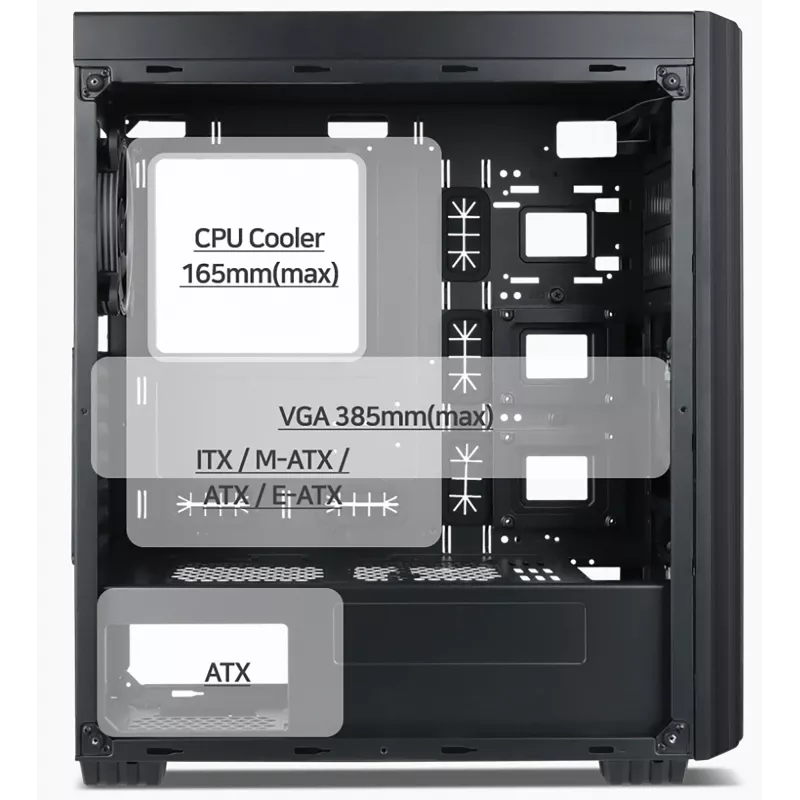 Obudowa komputerowa Gembird Fornax K500 ATX, Midi Tower, Czarny