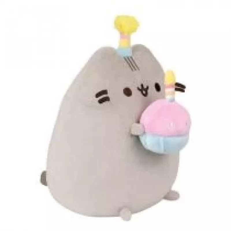 Pluszowa zabawka Pusheen marki Pusheen — 24 cm plusz z tortem i czapką urodzinową