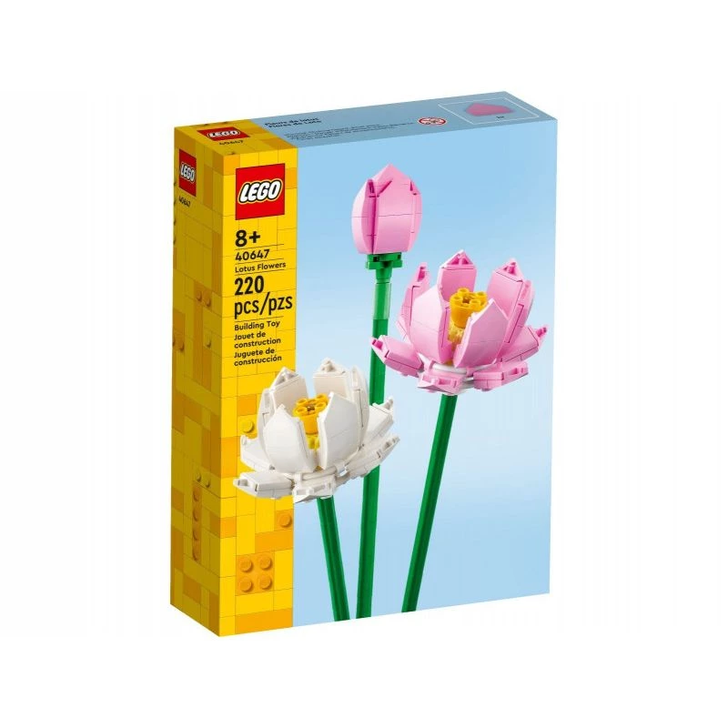 Zestaw konstrukcyjny LEGO 40647 Kwiaty lotosu — Kolekcja botaniczna, model modułowy, 220 elementów, wysokość 300 mm, wiek 8+