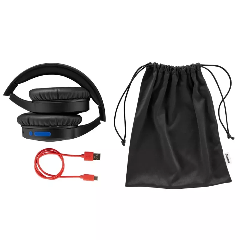 Słuchawki/zestaw słuchawkowy Hama 00184160 Przewodowy i bezprzewodowy Nagłowny Połączenia/Muzyka USB Type-C Bluetooth Czarny, niebieski