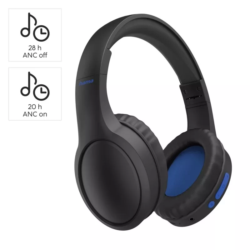 Słuchawki/zestaw słuchawkowy Hama 00184160 Przewodowy i bezprzewodowy Nagłowny Połączenia/Muzyka USB Type-C Bluetooth Czarny, niebieski