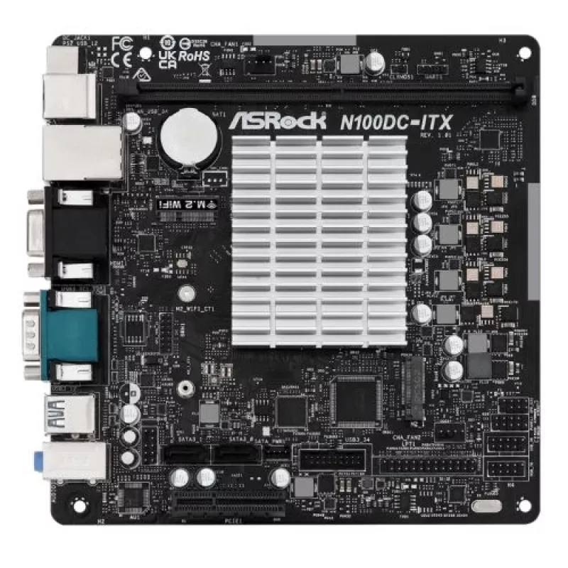 ASRock N100DC-ITX - Intel Quad-Core Processor N100 (do 3,4 GHz) DDR4- 2 SATA3, obsługa Intel Turbo Boost Technology, Mini ITX (280) płyta główna
