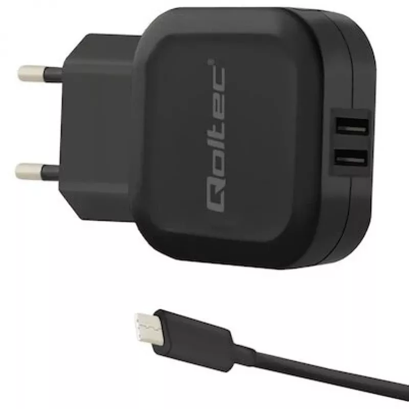 Qoltec 50188 ładowarka do urządzeń mobilnych Laptop, Smartfon, Smartwatch, Tablet, Telefon, Uniwersalna Czarna AC, DC do użytku wewnętrznego