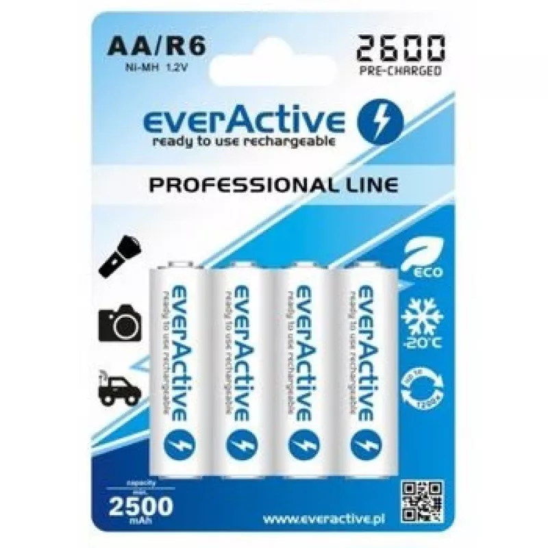 Baterii Reincarcabile R6 AA 2600mAh EverActive Professional zawartość opakowania 1x blister