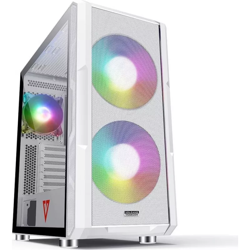 Obudowa PC MODECOM AMIRANI ARGB Midi Tower Biała — ATX/ITX, 35 cm GPU, 16.5 cm cooler CPU, 2x200 mm wentylatory