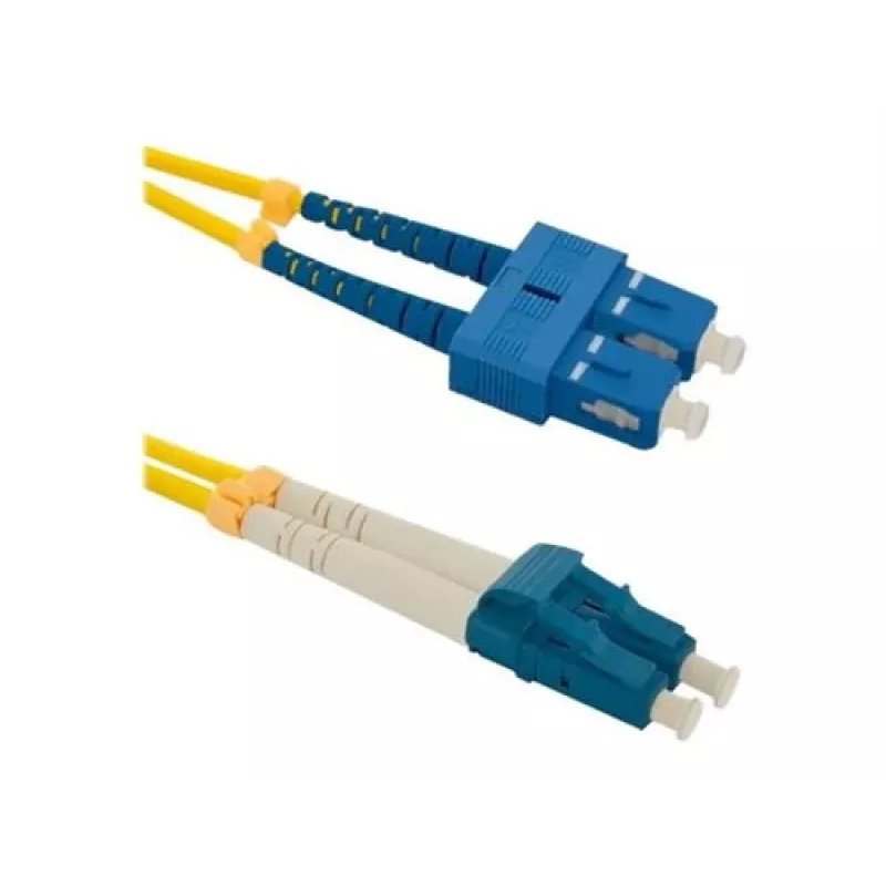 Qoltec - kabel krosowy - jednomodowy SC/UPC (M) do jednomodowego LC/UPC (M) - 1 m - światłowód - dupleks - 9/125 mikrometrów - G.652D
