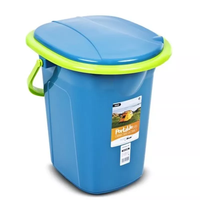 GreenBlue GB320BL Przenośna toaleta turystyczna z wiadrem, siedziskiem, uchwytem i pokrywą — wytrzymała, stabilna, 19 l