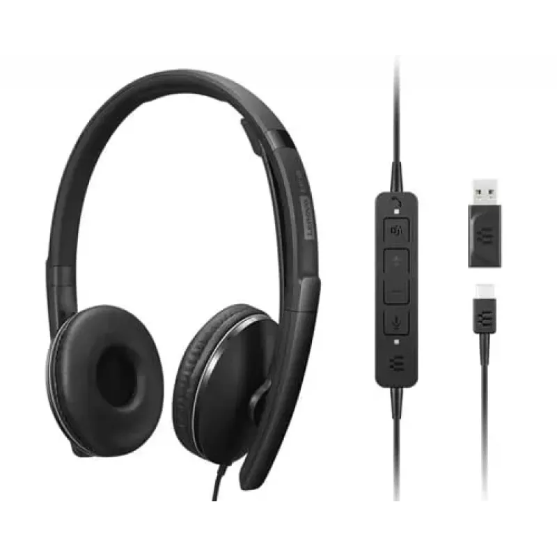 Lenovo 4XD1M45627 headphones/headset Wired Head-band USB Type-C Czarny