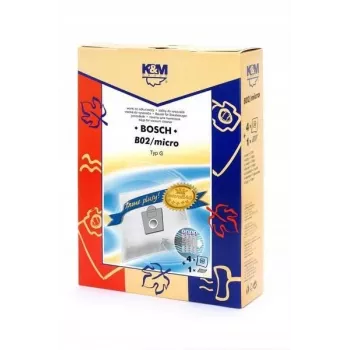 Worki do odkurzacza 4 szt. marki km, model KM-B02 — zapasowe worki z mikrofiltrem do kompatybilnych odkurzaczy (uszkodzone opakowanie)