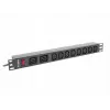 Zasilacz listwowy do montażu w szafie rack LANBERG PDU-02I1908I-0200-C20-BK — 1U, 10×C13, 16A, kabel 2 m, 19 cali