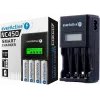 Ładowarka do akumulatorów everActive NC450B — ładowarka na 4 ogniwa AAA, 110/230 V AC, czarna